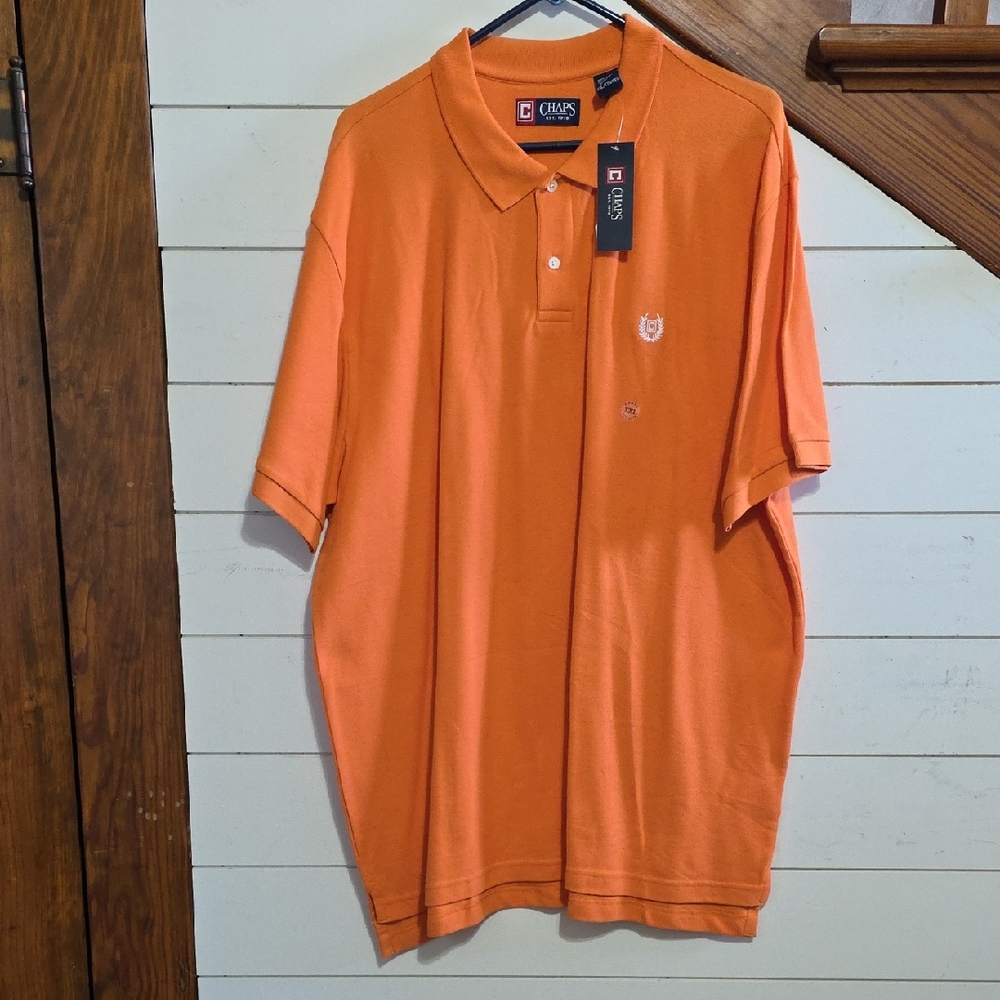 Chaps Men's Bright Orange Polo Shirt